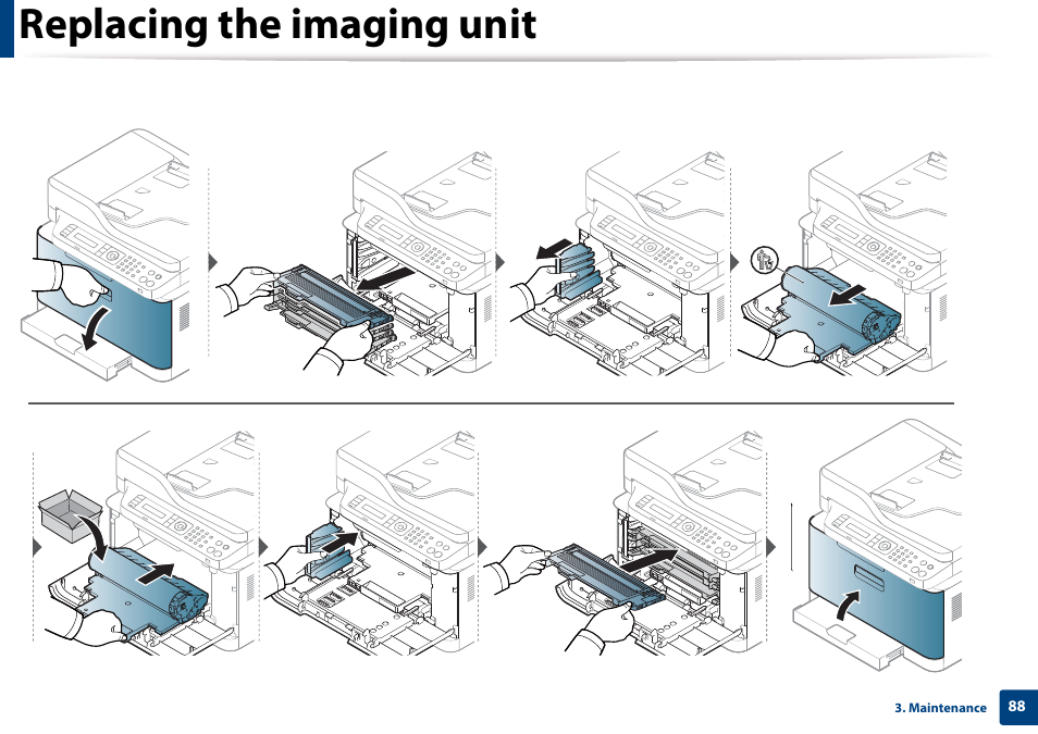 Replacing the imaging unit | Samsung CLX-3305W-XPE User Manual | Page 88 / 334