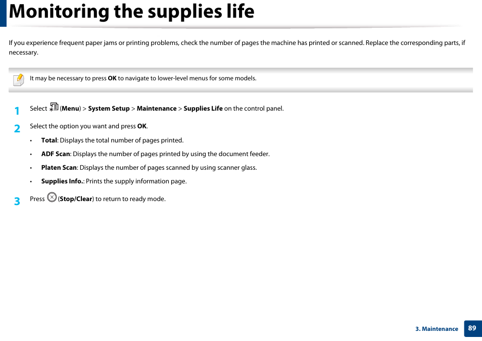 Monitoring the supplies life | Samsung CLX-3305W-XPE User Manual | Page 89 / 334