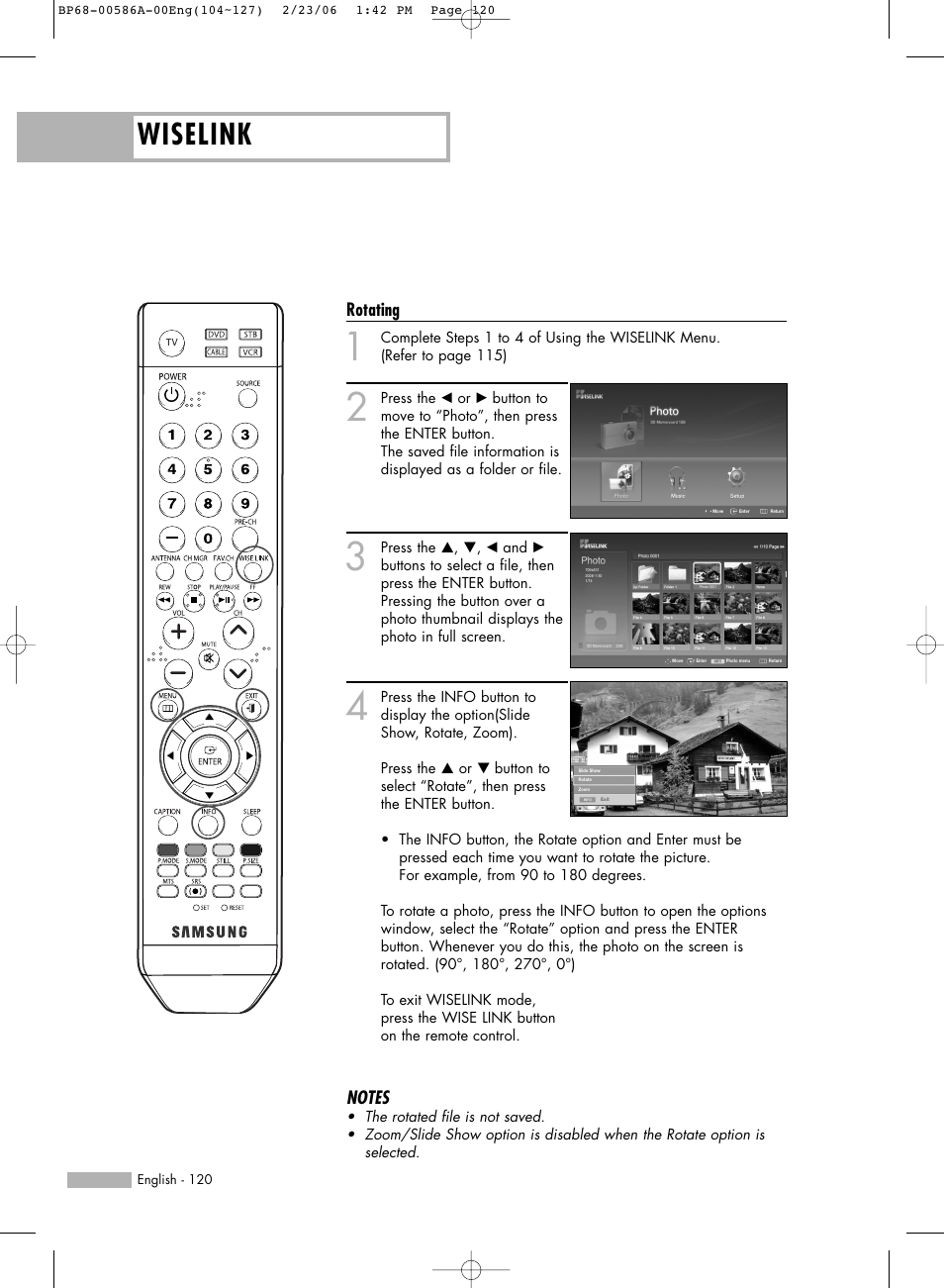 Wiselink, Rotating | Samsung HLS5086WX-XAA User Manual | Page 120 / 131