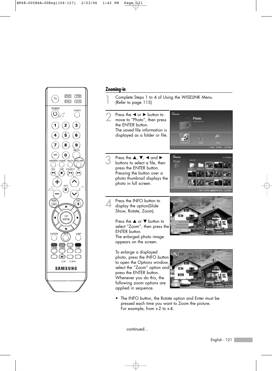 Zooming-in | Samsung HLS5086WX-XAA User Manual | Page 121 / 131