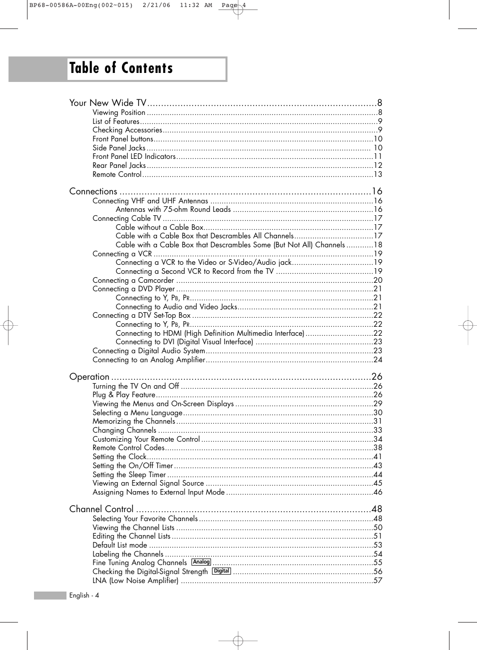 Samsung HLS5086WX-XAA User Manual | Page 4 / 131