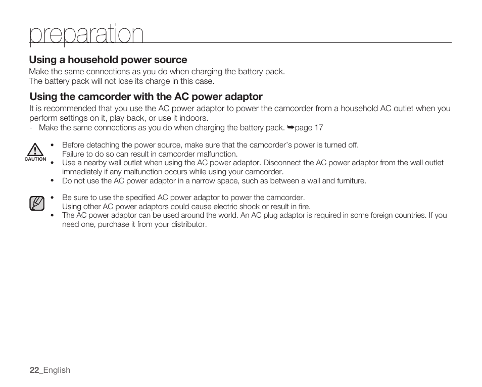 Preparation | Samsung SMX-K40LN-XAA User Manual | Page 36 / 142