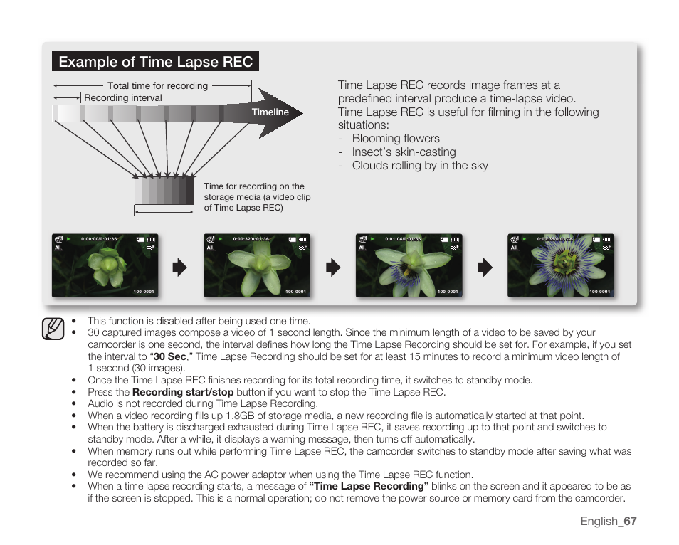 Example of time lapse rec | Samsung SMX-K40LN-XAA User Manual | Page 81 / 142