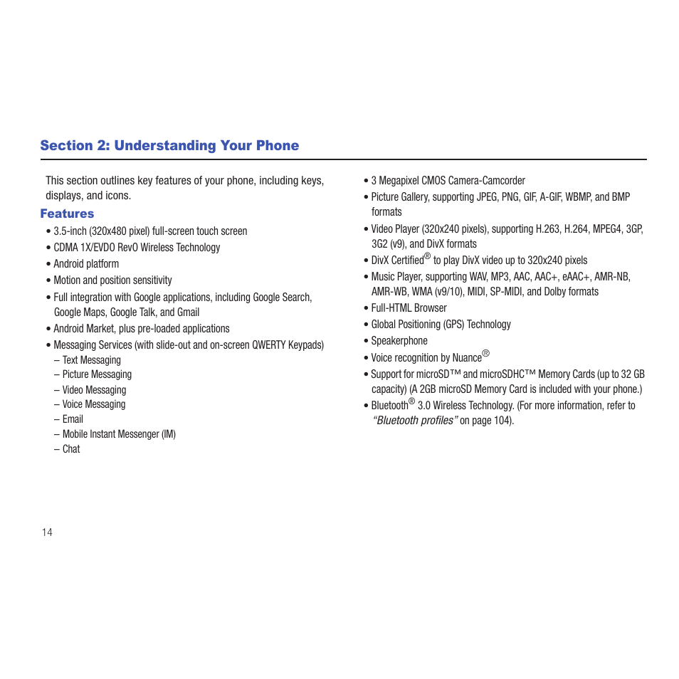Section 2: understanding your phone, Features | Samsung SCH-R915ZKACRI User Manual | Page 18 / 165