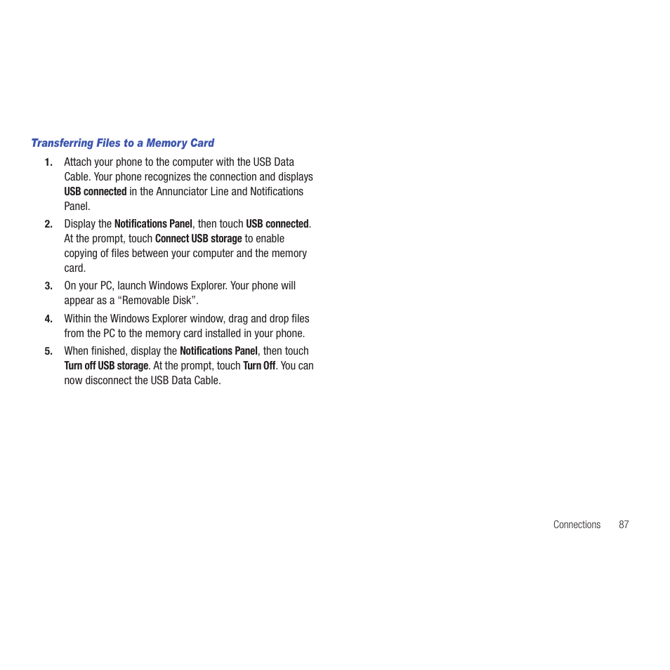 Transferring files to a memory card | Samsung SCH-R915ZKACRI User Manual | Page 91 / 165