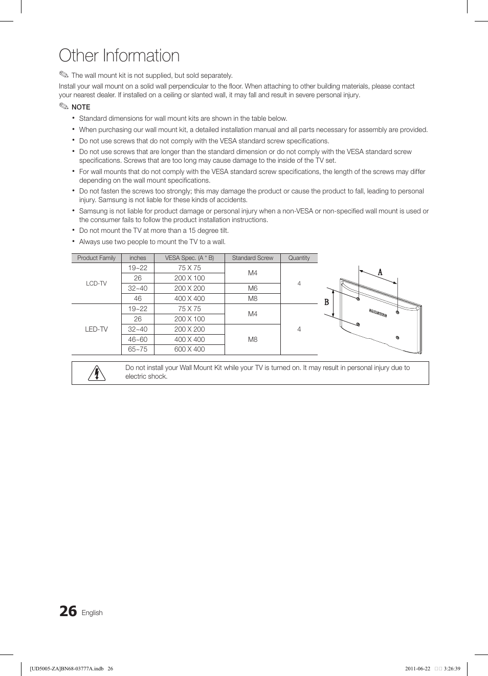 Other information | Samsung UN32D4005BDXZA User Manual | Page 26 / 36