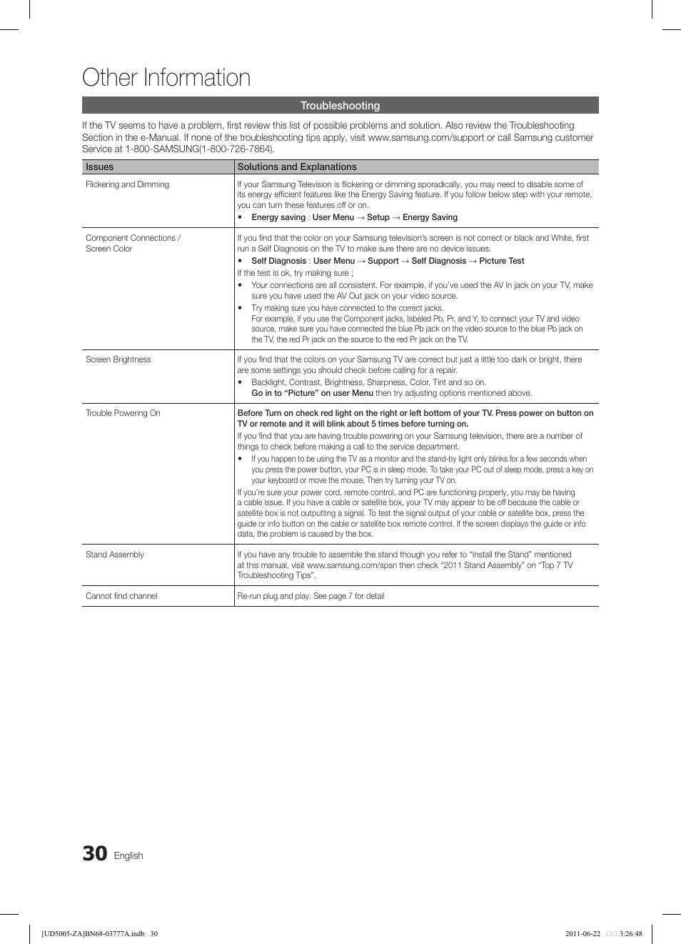 Other information | Samsung UN32D4005BDXZA User Manual | Page 30 / 36