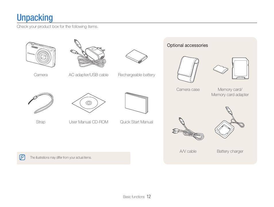 Unpacking | Samsung EC-ST65ZZBPUUS User Manual | Page 13 / 108