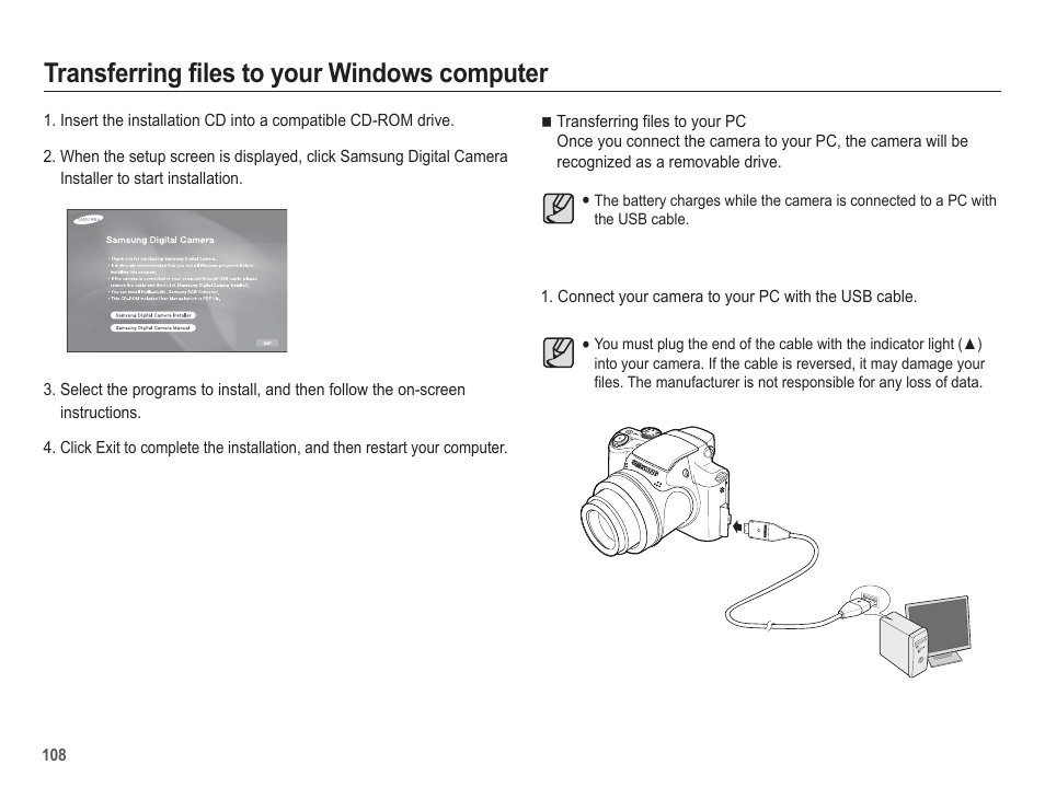 Transferring files to your windows computer | Samsung EC-HZ50WZBPBUS User Manual | Page 109 / 120