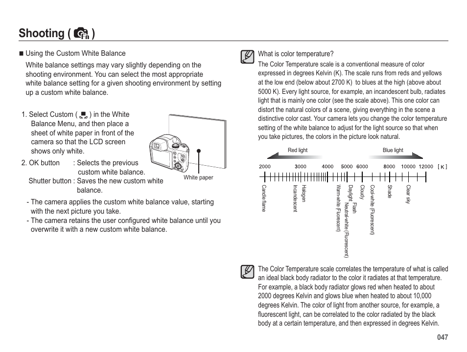 Shooting ( ) | Samsung EC-HZ50WZBPBUS User Manual | Page 48 / 120