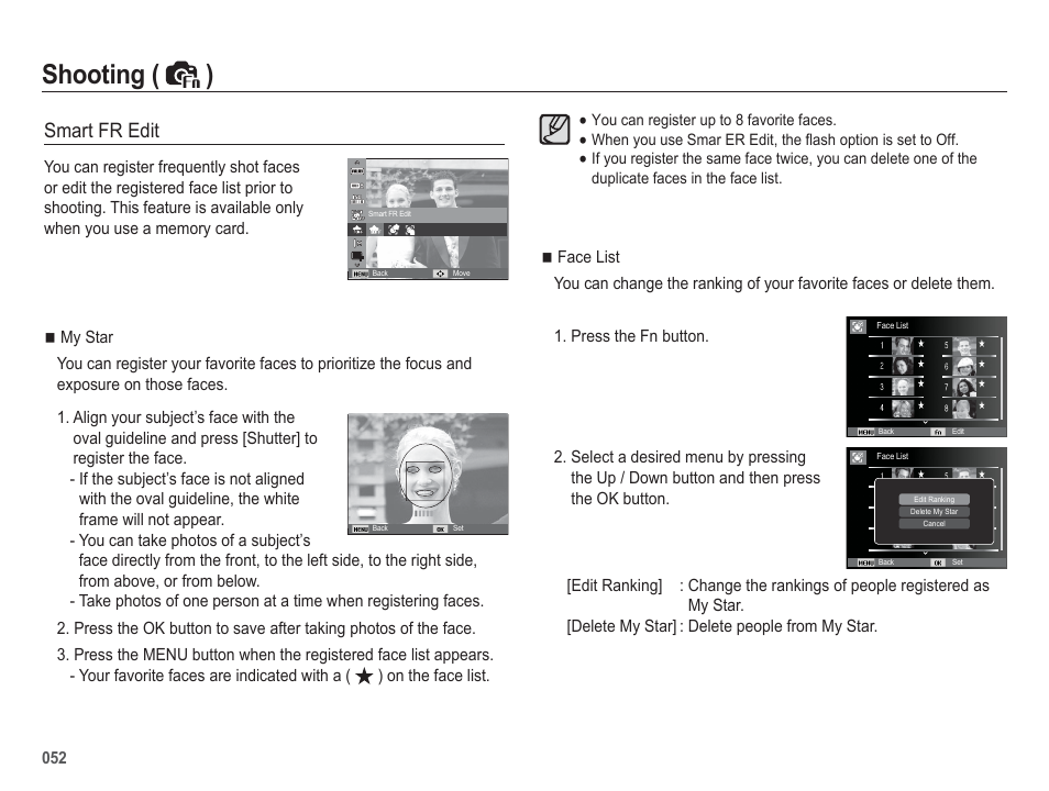 Shooting ( ), Smart fr edit | Samsung EC-HZ50WZBPBUS User Manual | Page 53 / 120