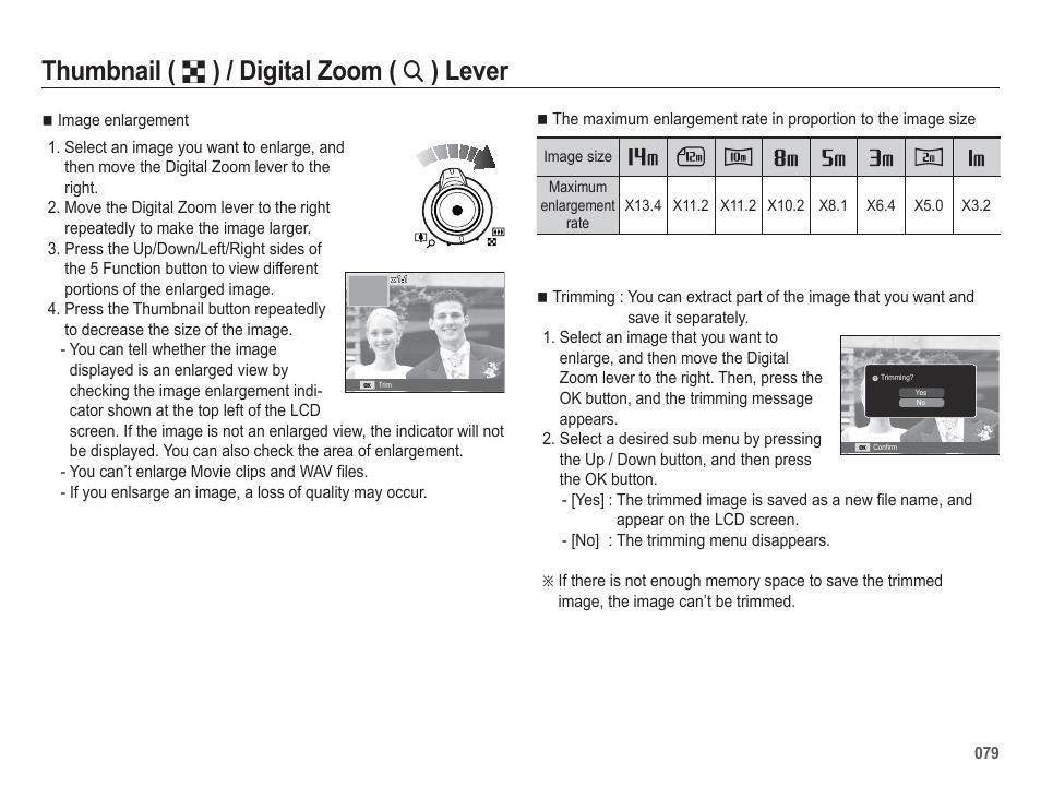 Thumbnail, Digital zoom, Lever | Samsung EC-HZ50WZBPBUS User Manual | Page 80 / 120