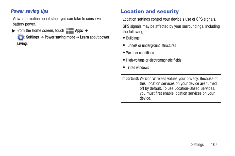 Location and security | Samsung SCH-I815LSAVZW User Manual | Page 112 / 184