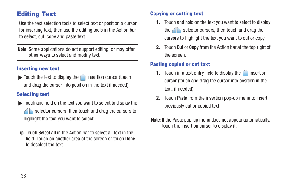 Editing text | Samsung SCH-I815LSAVZW User Manual | Page 41 / 184