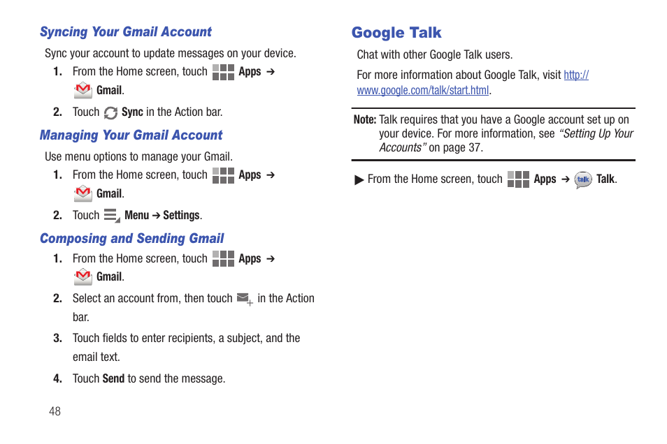 Google talk | Samsung SCH-I815LSAVZW User Manual | Page 53 / 184