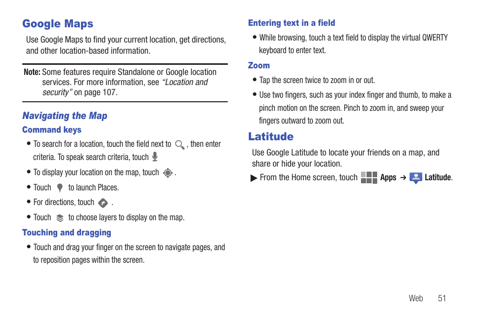 Google maps, Latitude | Samsung SCH-I815LSAVZW User Manual | Page 56 / 184