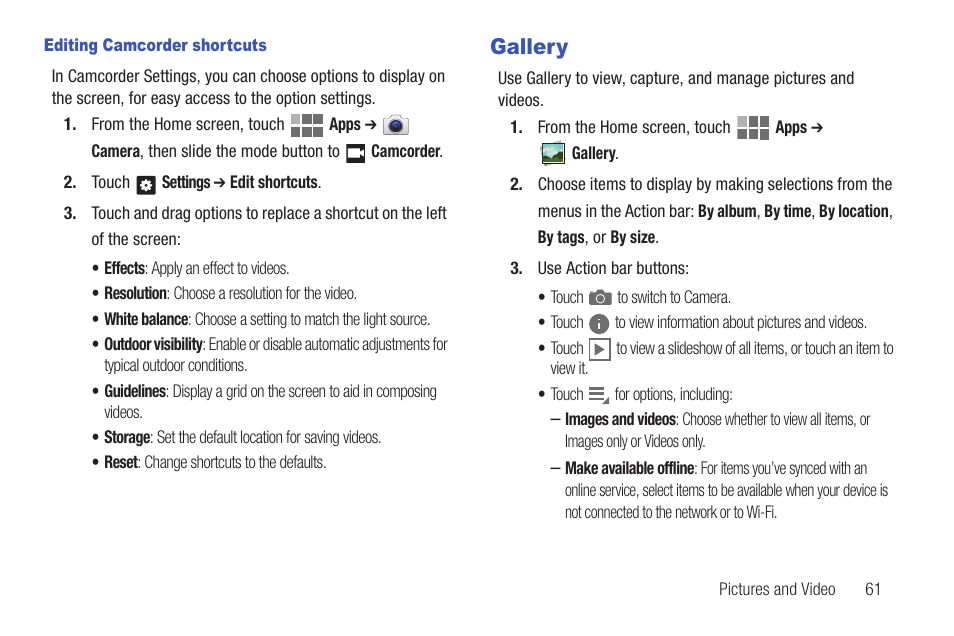 Gallery | Samsung SCH-I815LSAVZW User Manual | Page 66 / 184