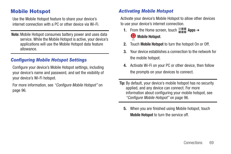 Mobile hotspot | Samsung SCH-I815LSAVZW User Manual | Page 74 / 184