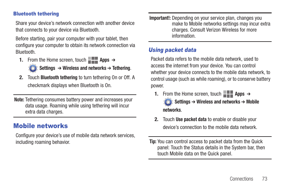 Mobile networks | Samsung SCH-I815LSAVZW User Manual | Page 78 / 184