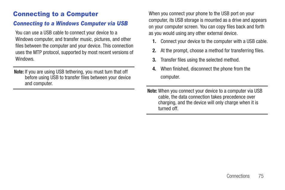 Connecting to a computer | Samsung SCH-I815LSAVZW User Manual | Page 80 / 184