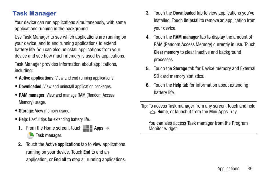 Task manager | Samsung SCH-I815LSAVZW User Manual | Page 94 / 184