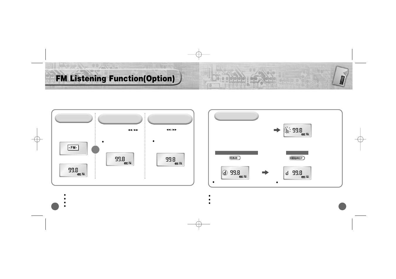 Fm listening function(option) | Samsung YP700H User Manual | Page 12 / 37