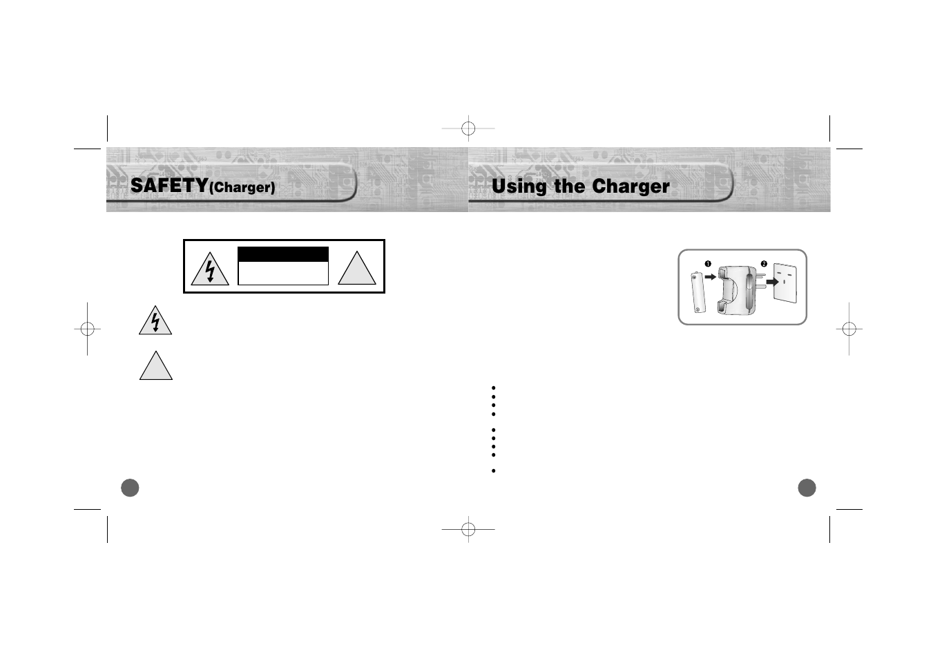 Using the charger, Safety, Charger) | Samsung YP700H User Manual | Page 2 / 37