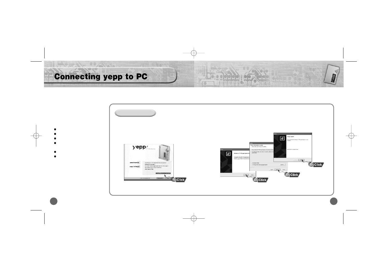 Connecting yepp to pc | Samsung YP700H User Manual | Page 20 / 37