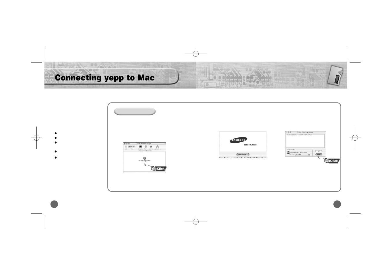 Connecting yepp to mac | Samsung YP700H User Manual | Page 24 / 37