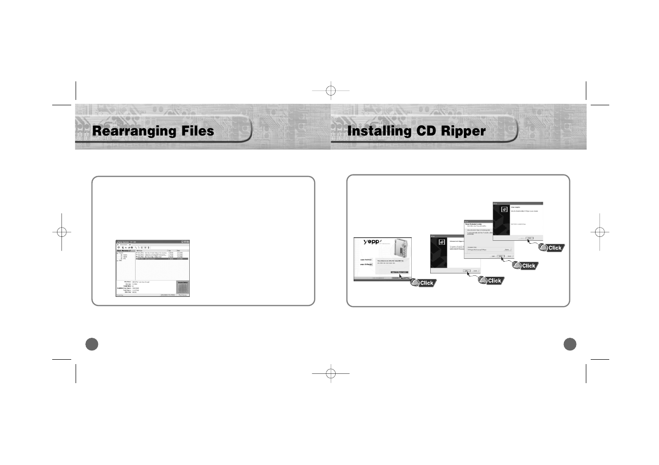 Installing cd ripper, Rearranging files | Samsung YP700H User Manual | Page 32 / 37