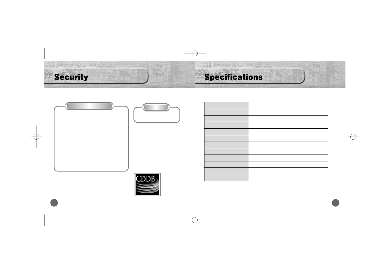 Specifications, Security | Samsung YP700H User Manual | Page 36 / 37