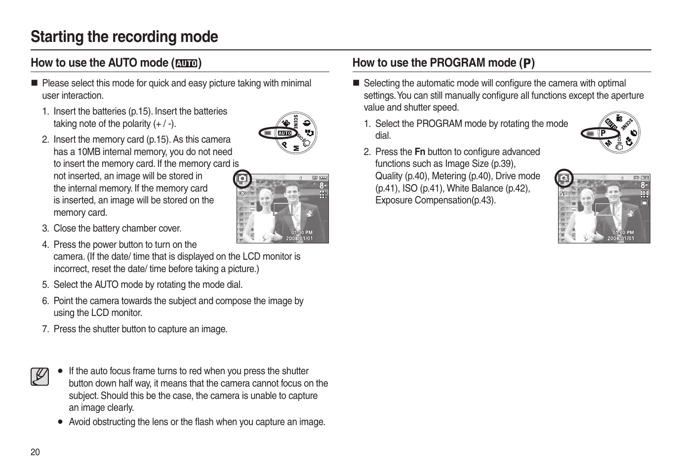 Starting the recording mode | Samsung EC-L100ZSBA-US User Manual | Page 21 / 102