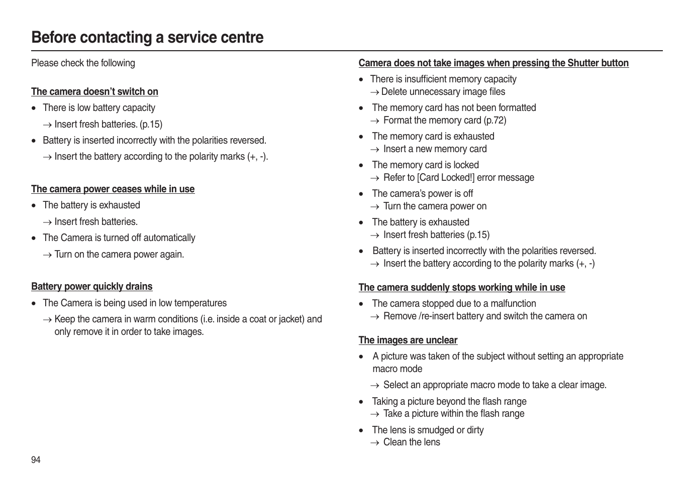 Before contacting a service centre | Samsung EC-L100ZSBA-US User Manual | Page 95 / 102