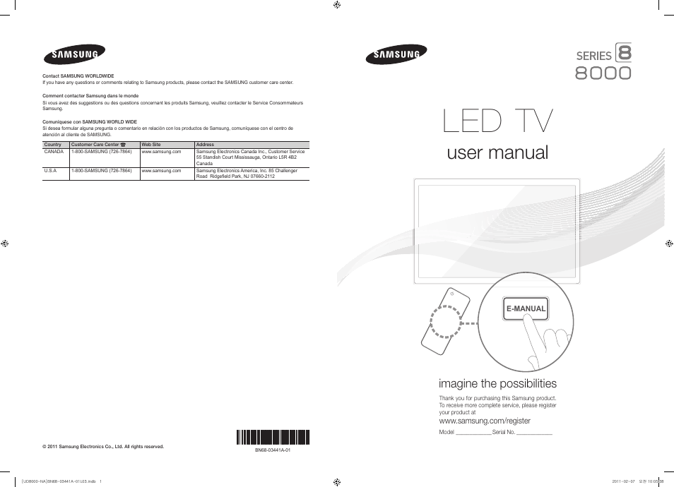 Samsung UN55D8000YFXZA User Manual | 73 pages