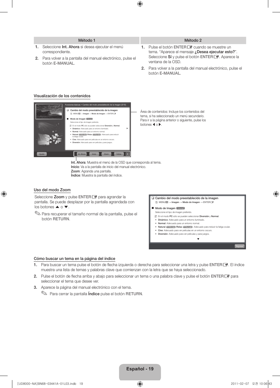 Español - 19 | Samsung UN55D8000YFXZA User Manual | Page 43 / 73