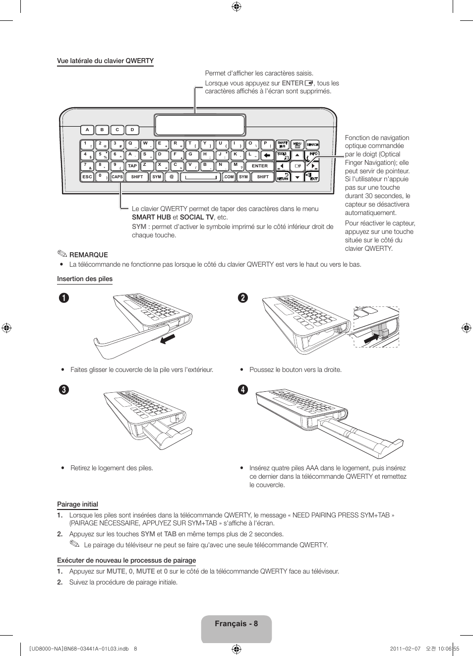 Français - 8 | Samsung UN55D8000YFXZA User Manual | Page 56 / 73