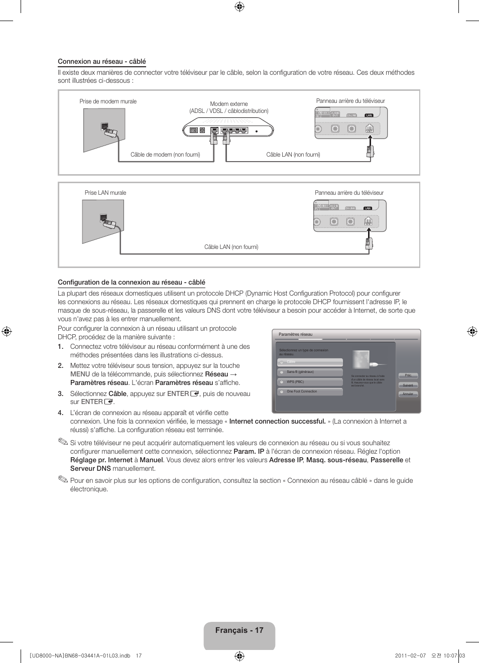 Français - 17 | Samsung UN55D8000YFXZA User Manual | Page 65 / 73