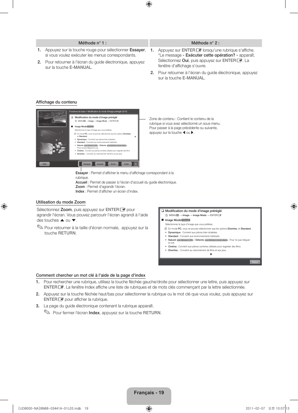 Français - 19 | Samsung UN55D8000YFXZA User Manual | Page 67 / 73