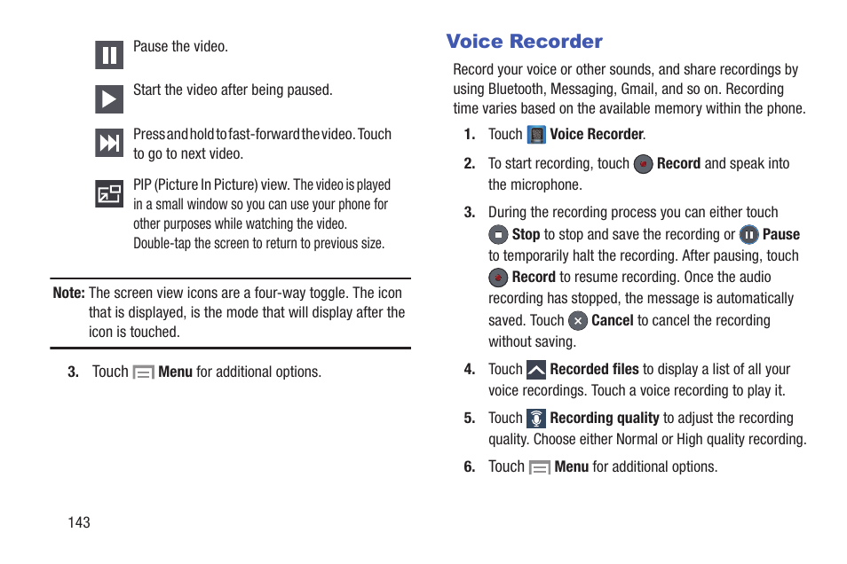 Voice recorder | Samsung SGH-I257ZKAATT User Manual | Page 150 / 203