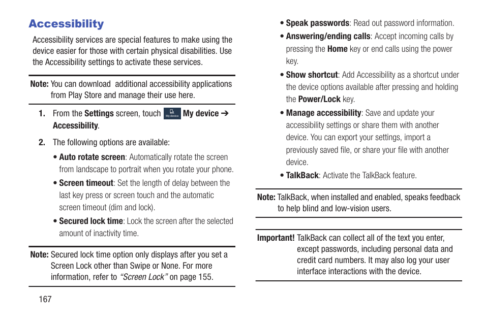 Accessibility | Samsung SGH-I257ZKAATT User Manual | Page 174 / 203