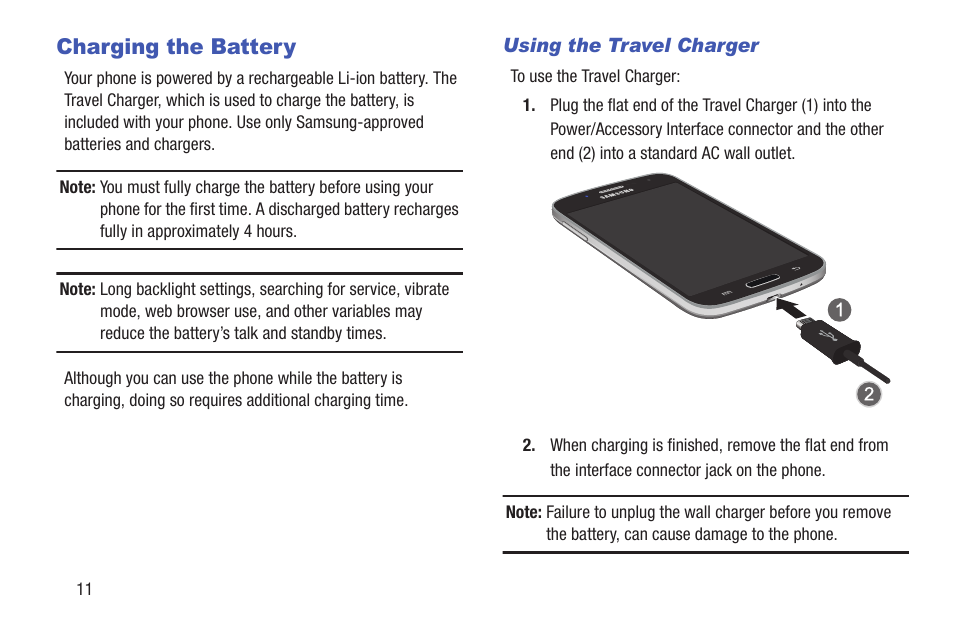 Charging the battery | Samsung SGH-I257ZKAATT User Manual | Page 18 / 203