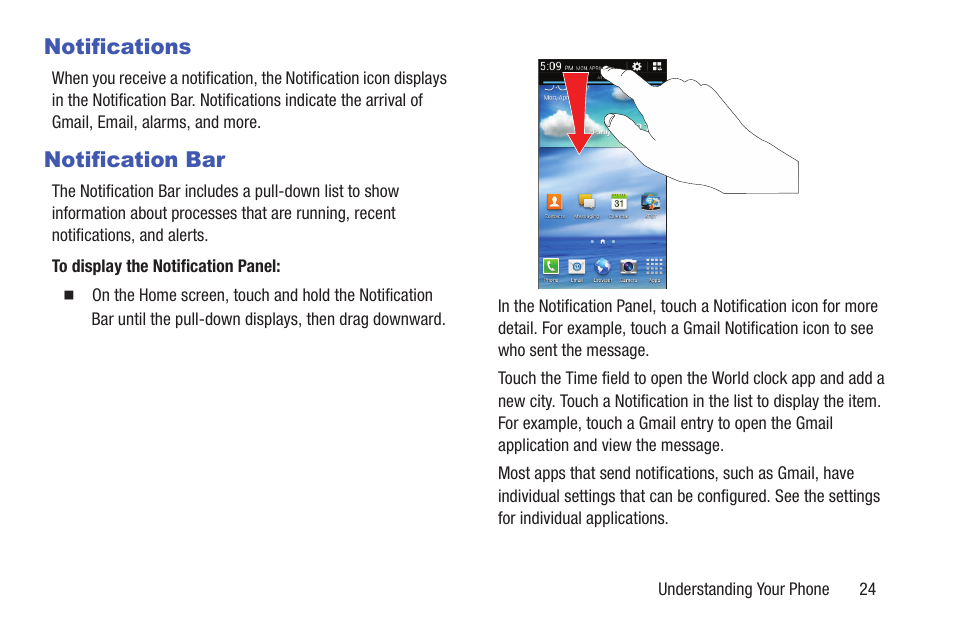 Notifications, Notification bar, Notifications notification bar | Samsung SGH-I257ZKAATT User Manual | Page 31 / 203