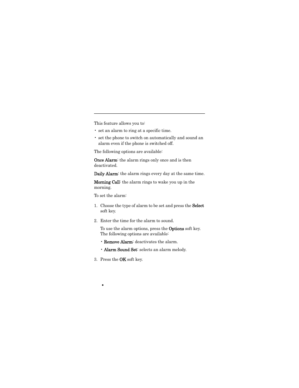 Alarm (menu 5.4), Enter the time for the alarm to sound, Press the ok soft key | Alarm (menu, Alarm | Samsung SGH-X426ZSAAWS User Manual | Page 102 / 172