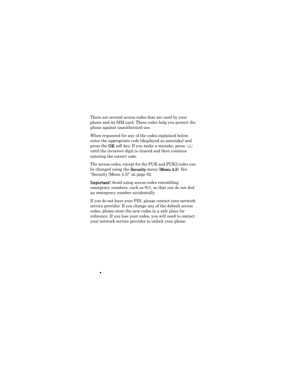 Access codes | Samsung SGH-X426ZSAAWS User Manual | Page 124 / 172