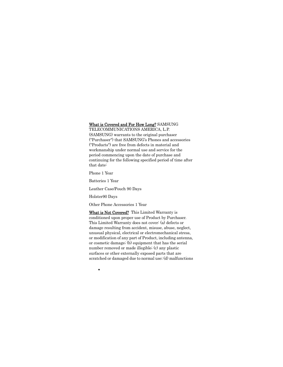 Standard limited warranty | Samsung SGH-X426ZSAAWS User Manual | Page 154 / 172