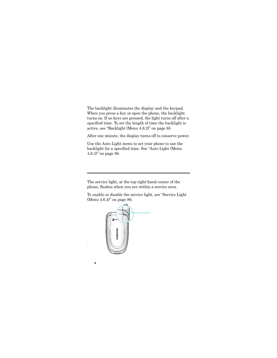 Service light | Samsung SGH-X426ZSAAWS User Manual | Page 16 / 172