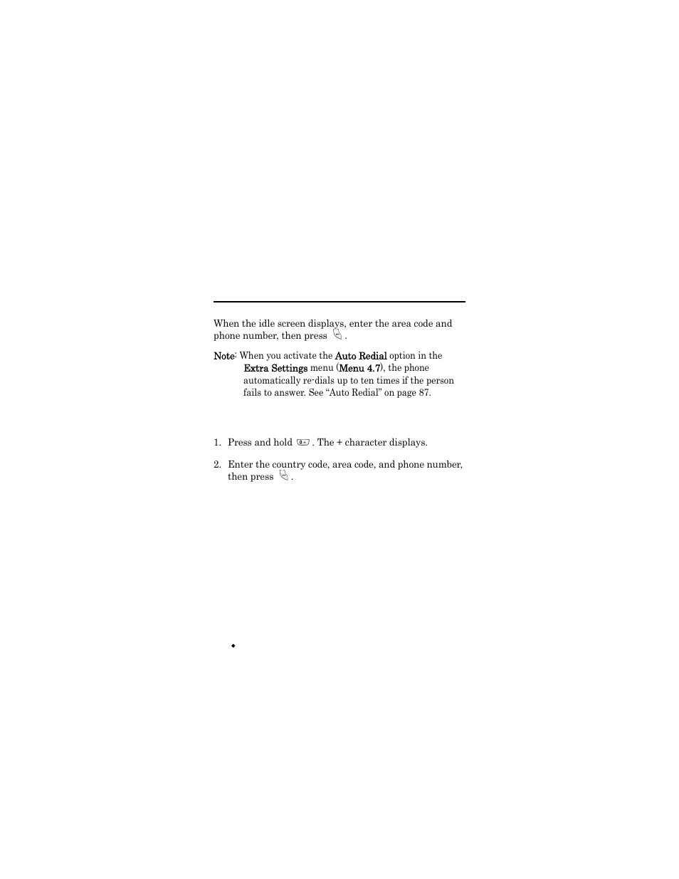 Call functions, Making a call, Press and hold . the + character displays | Samsung SGH-X426ZSAAWS User Manual | Page 24 / 172