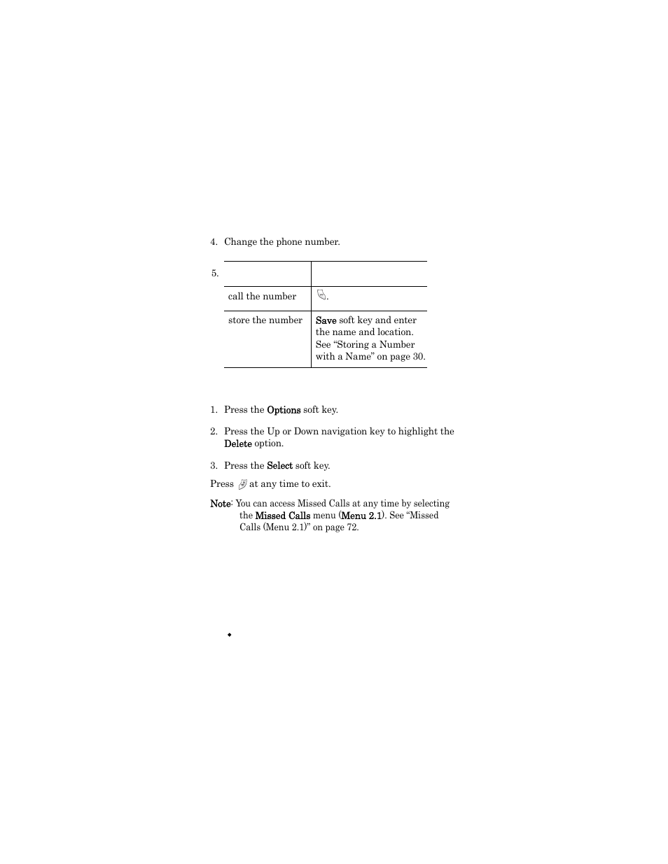 Change the phone number, Press the options soft key, Press the select soft key | Samsung SGH-X426ZSAAWS User Manual | Page 30 / 172