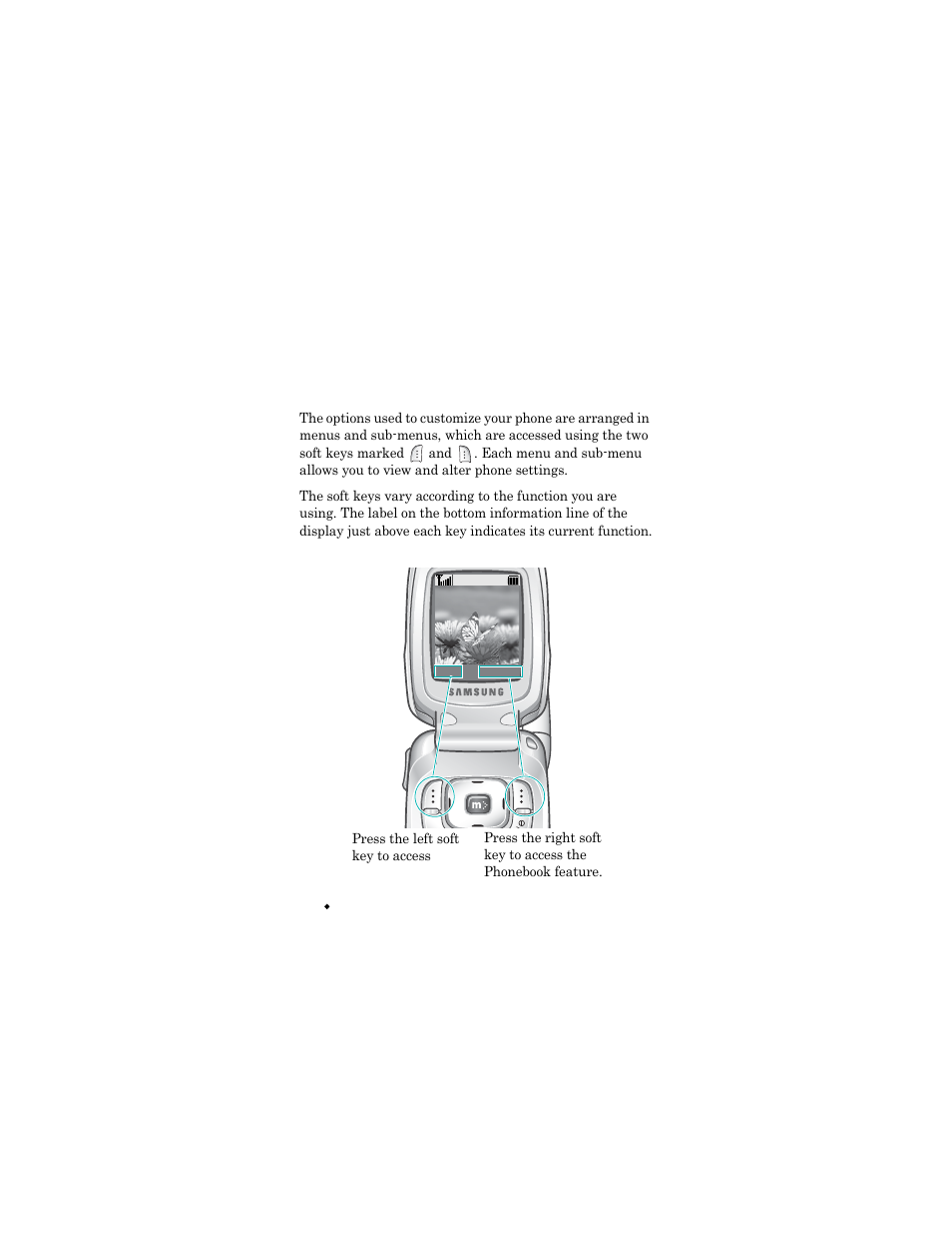 Selecting functions and options | Samsung SGH-X426ZSAAWS User Manual | Page 32 / 172