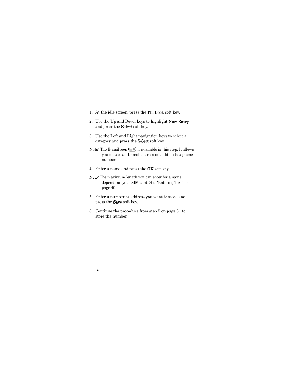 At the idle screen, press the ph. book soft key, Enter a name and press the ok soft key | Samsung SGH-X426ZSAAWS User Manual | Page 36 / 172